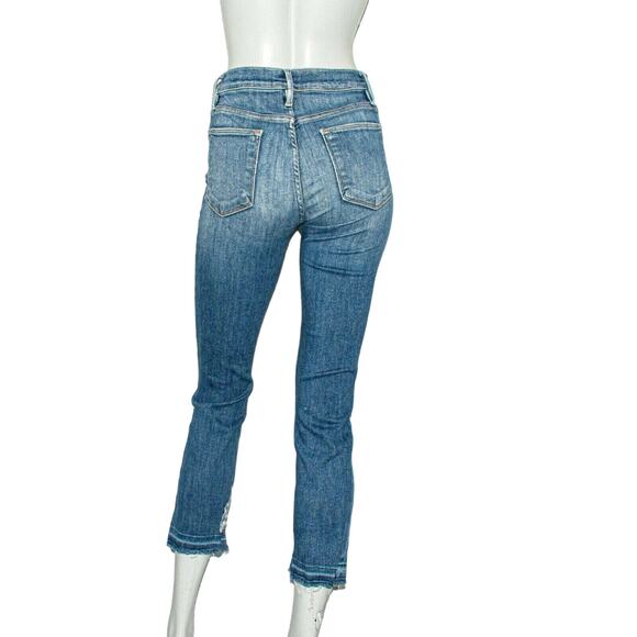 FRAME Denim Le High Straight Jeans Cropped Ripped Alpine Peak size 27 - Picture 4 of 11
